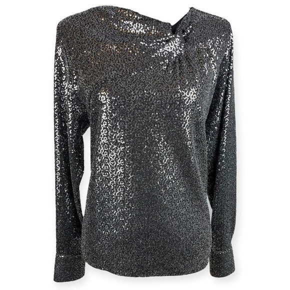 Zara Knotted Black Sequence Blouse - Picture 2 of 9